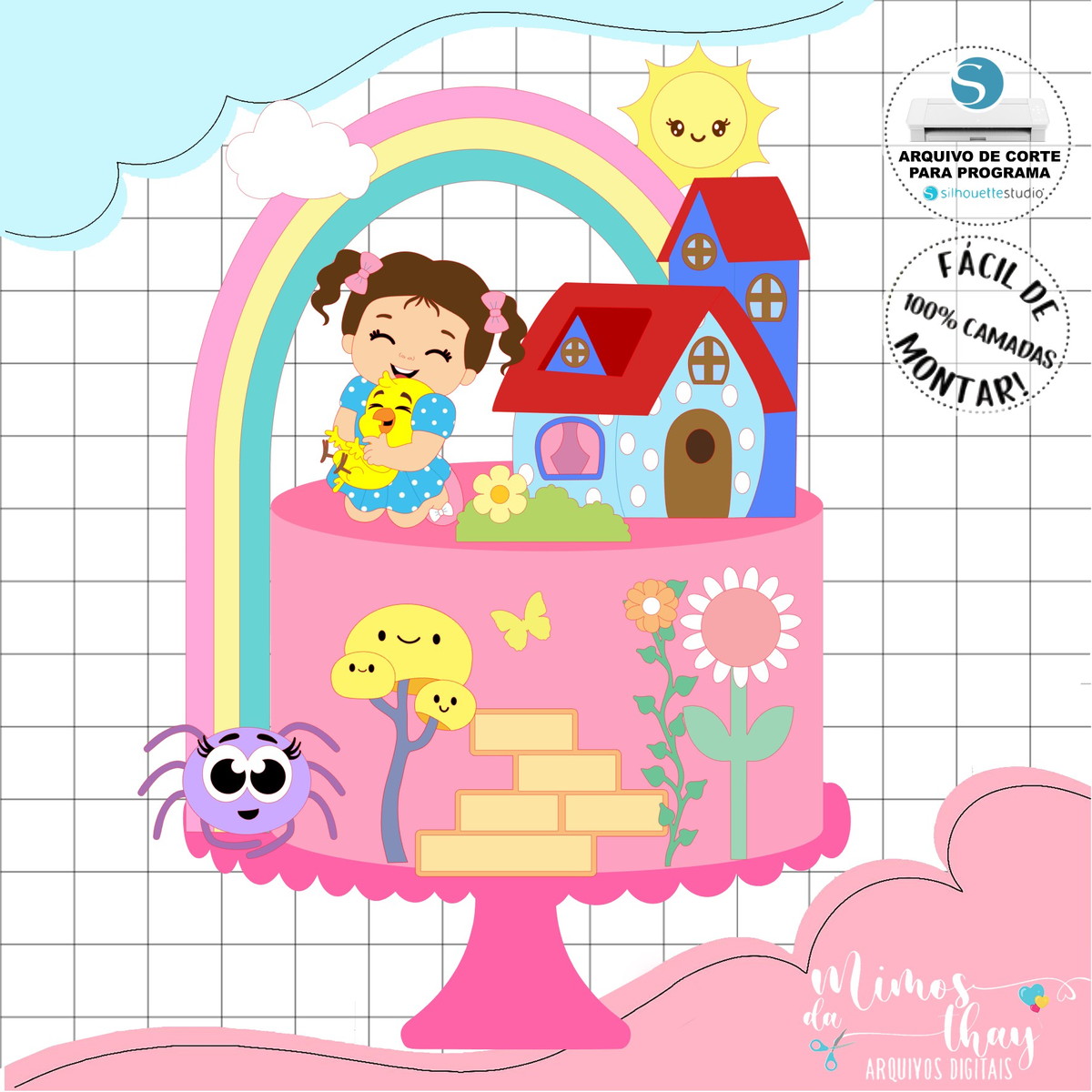 Arquivo de Corte: Topo Menina Galinha Pintadinha Rosa 011