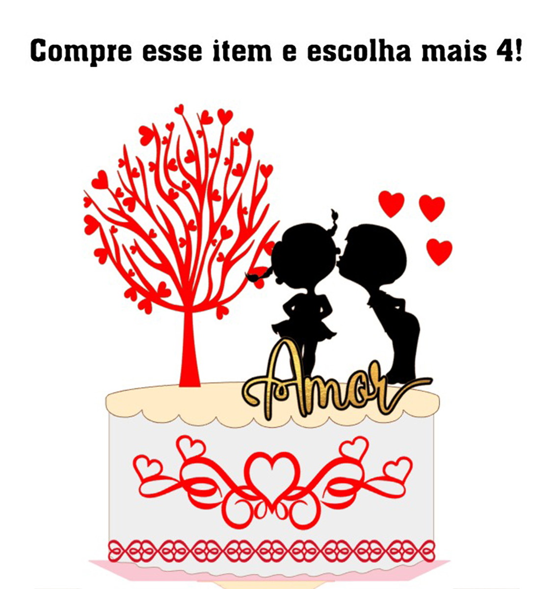 KIT 5 ARQUIVOS DE CORTE: TOPO DE BOLO DIA DOS NAMORADOS 002 - Imagem 2