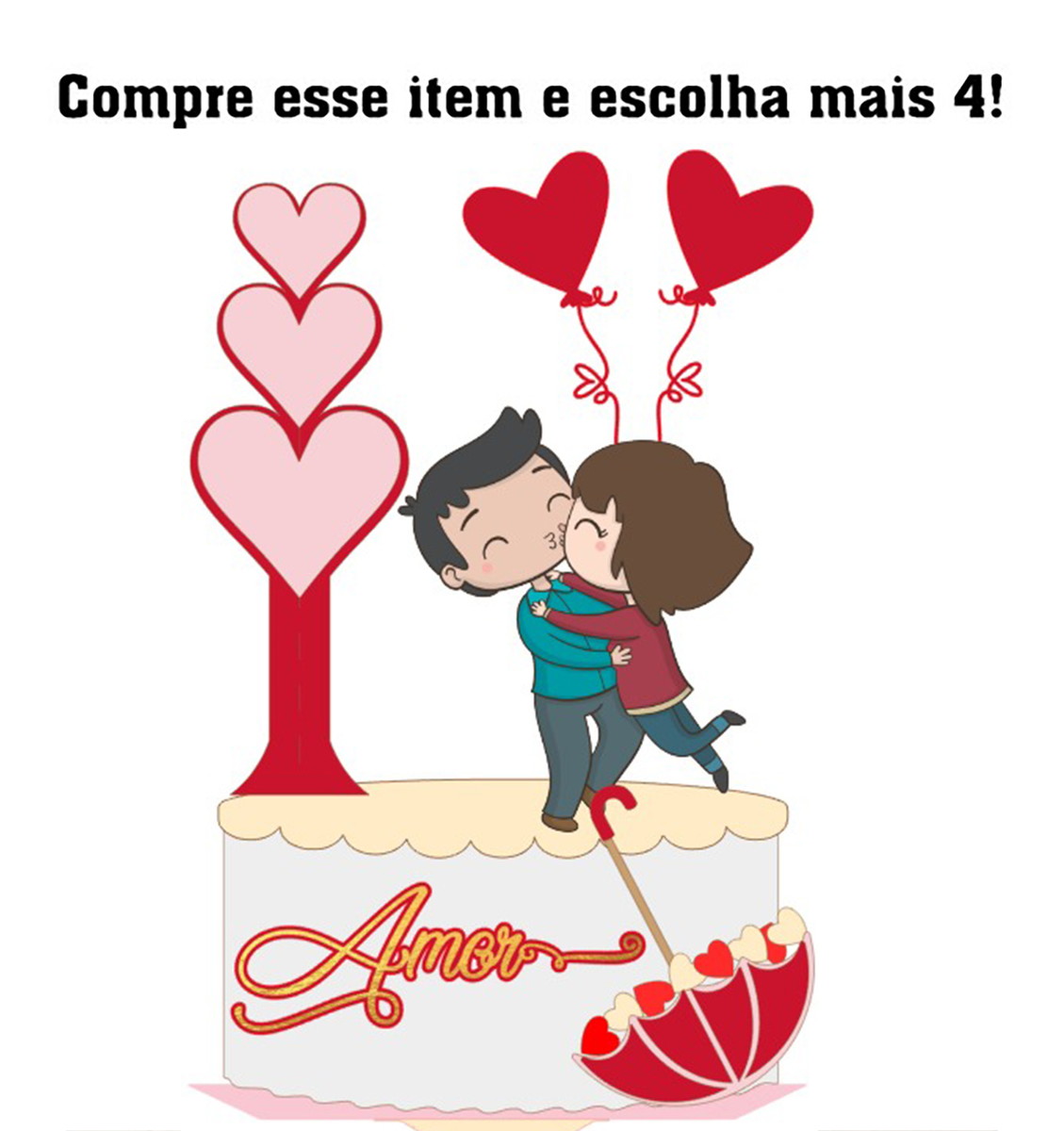 KIT 5 ARQUIVOS DE CORTE: TOPO DE BOLO DIA DOS NAMORADOS 001 - Imagem 2