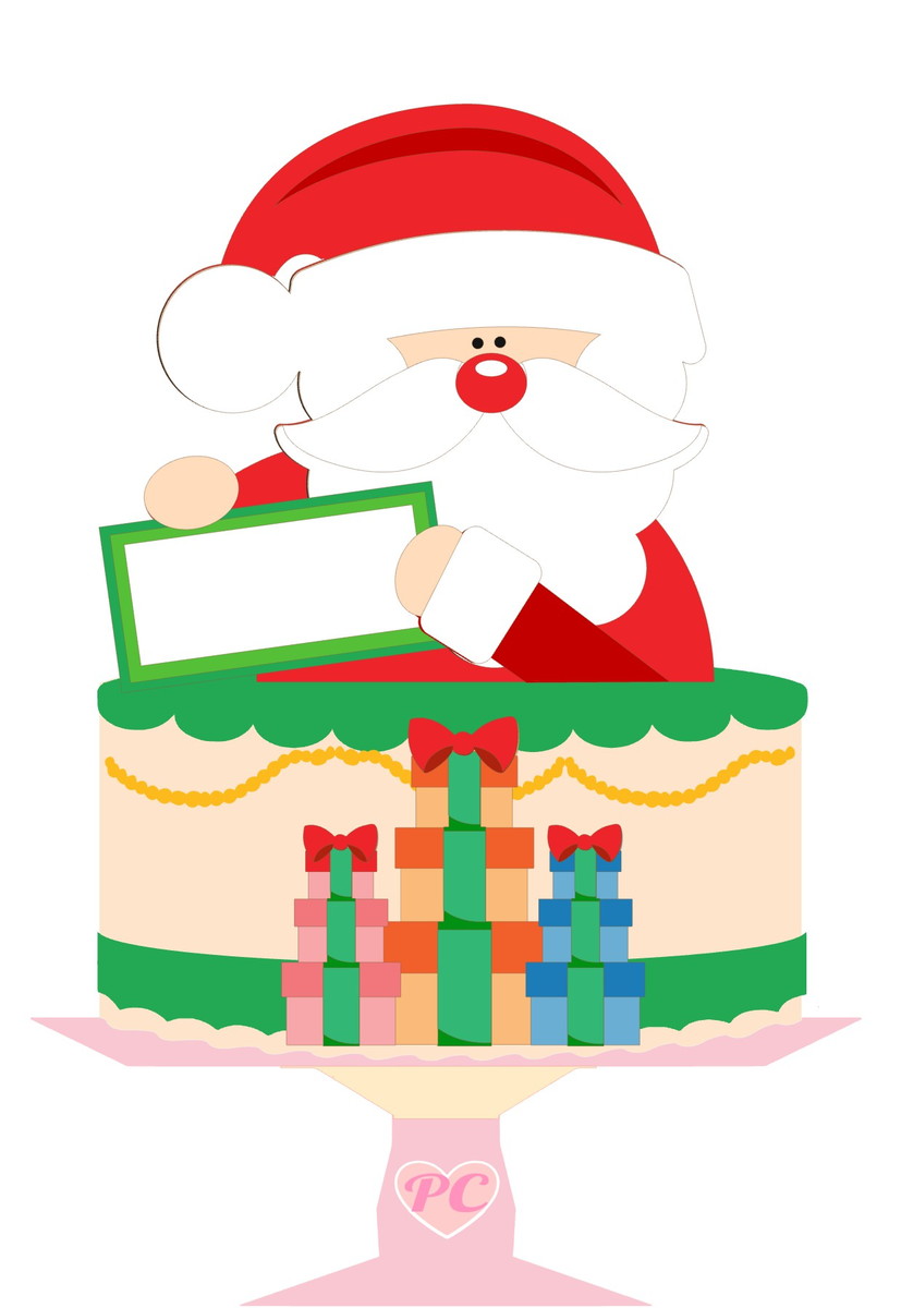 Arquivo de Corte: Topo de Bolo Natal Papai Noel 075