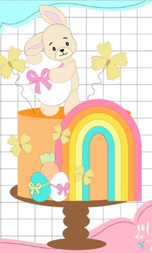 Arquivo de Corte Topo Páscoa Coelhinho e Arco Iris 147
