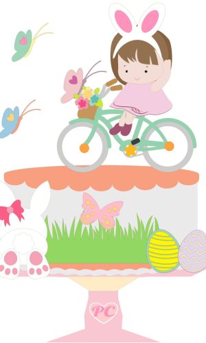 KIT C/ 5 ARQUIVO DE CORTE: MENINA NA BICICLIETA PÁSCOA 006
