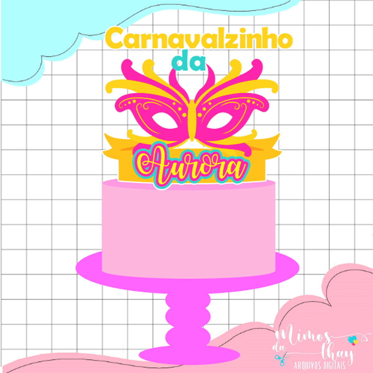 Arquivo de Corte: Topode Bolo Carnaval Máscaras 057