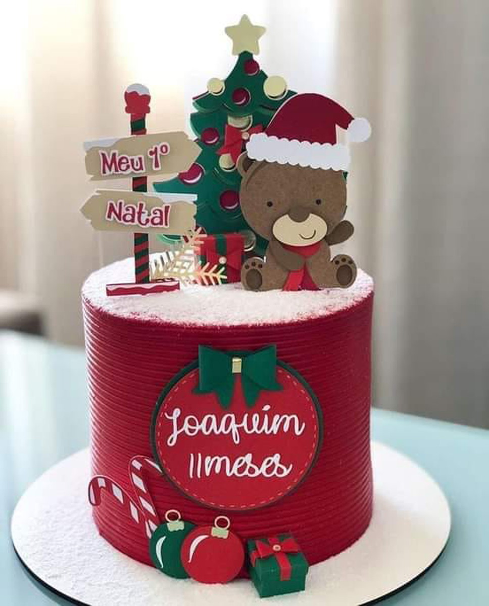 Arquivo de Corte: Topo de Bolo Natal em Urso em Camadas 078