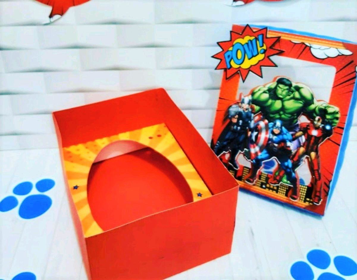 ARQUIVO DE PASCOA CAIXA OVO DE COLHER SUPER HEROIS #3516 - Imagem 2