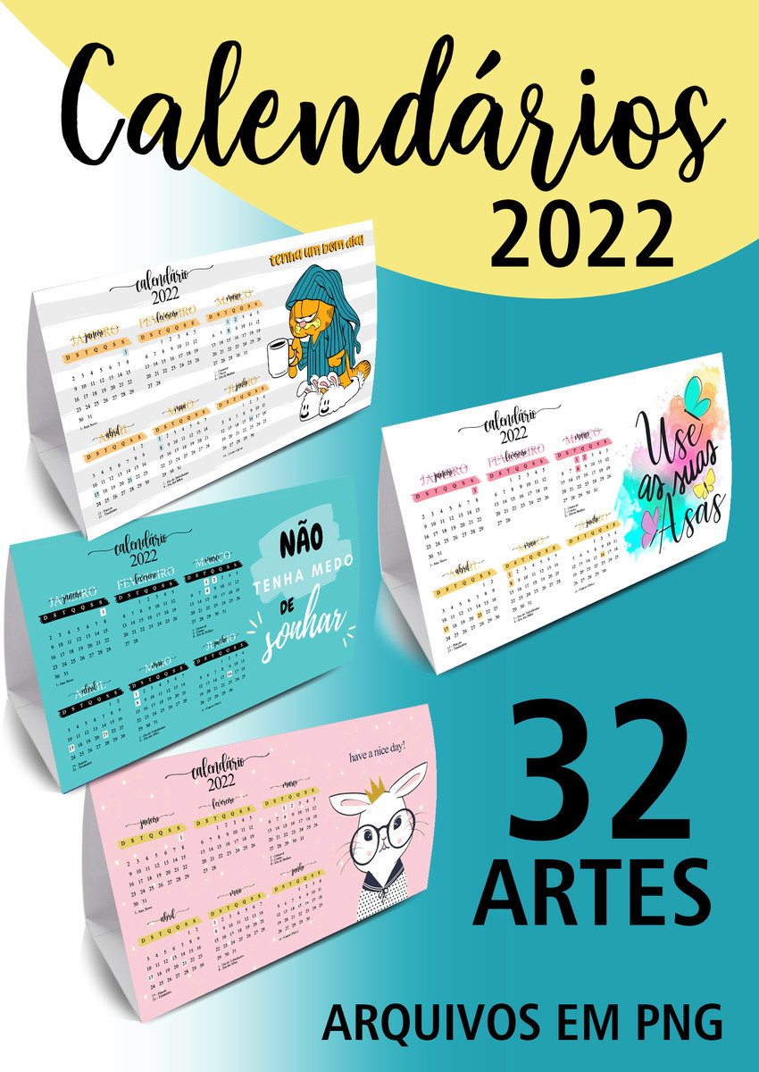 Arquivo digital calendários 2022 em PNG (32 modelos) 001