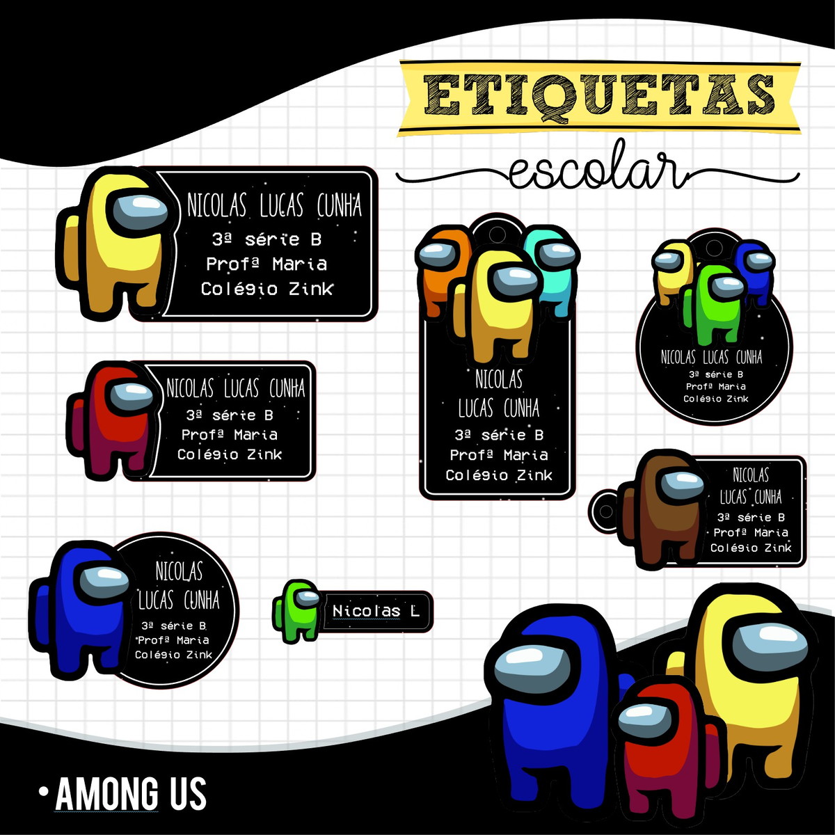 Arquivo Digital Etiqueta Escolar Among Us