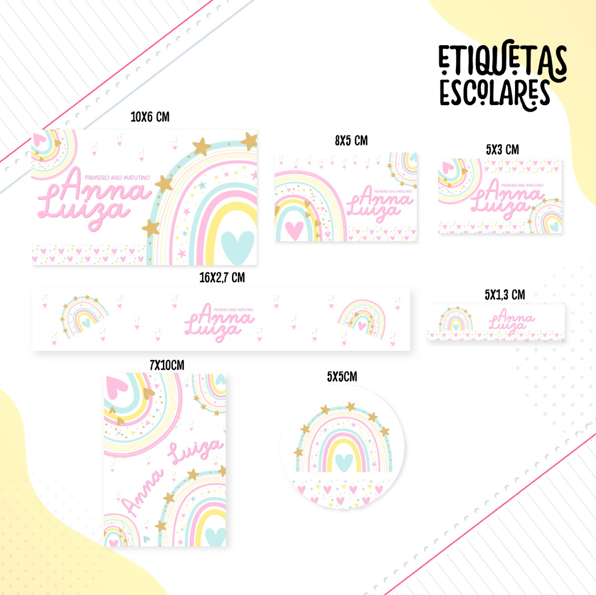 Arquivo Digital Etiqueta Escolar Arco Iris