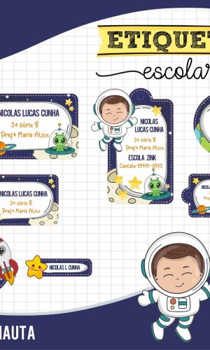 Arquivo Digital Etiqueta Escolar Astronauta