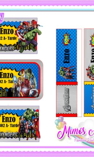 Arquivo Digital Etiqueta Escolar Avengers