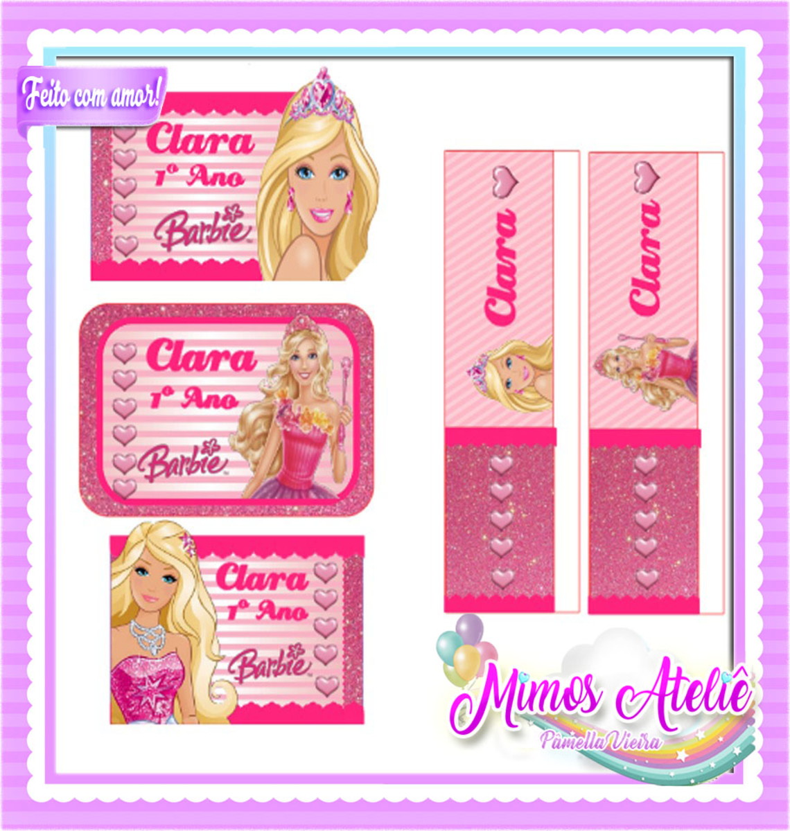 Arquivo Digital Etiqueta Escolar Barbie