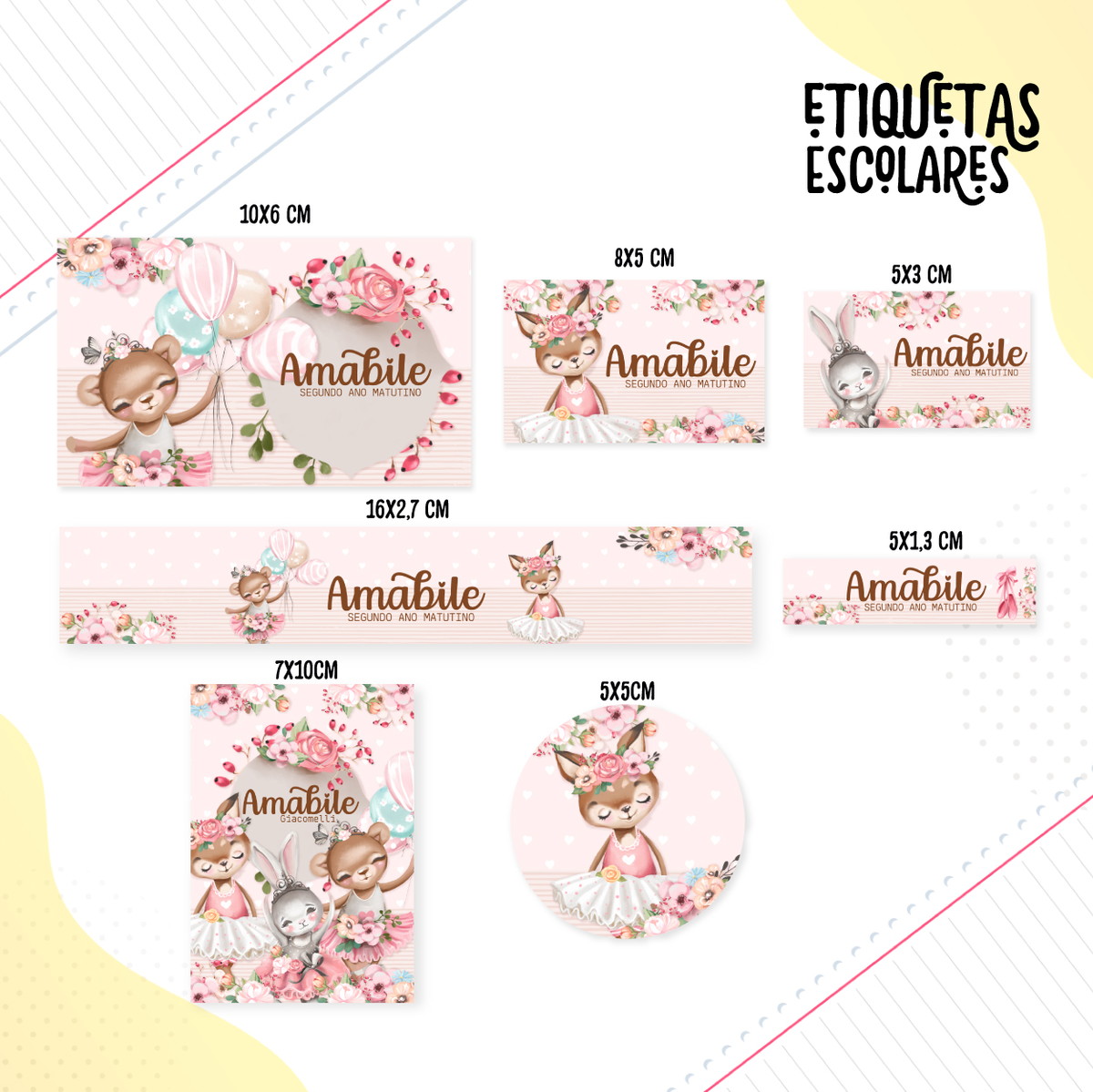Arquivo Digital Etiqueta Escolar Bichinhos