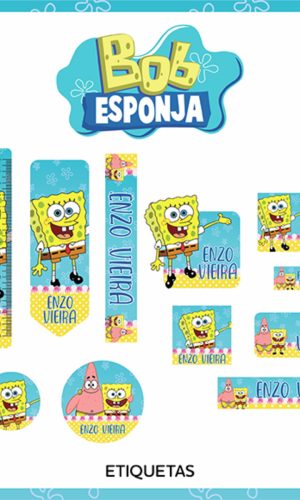 Arquivo Digital Etiqueta Escolar Bob Esponja
