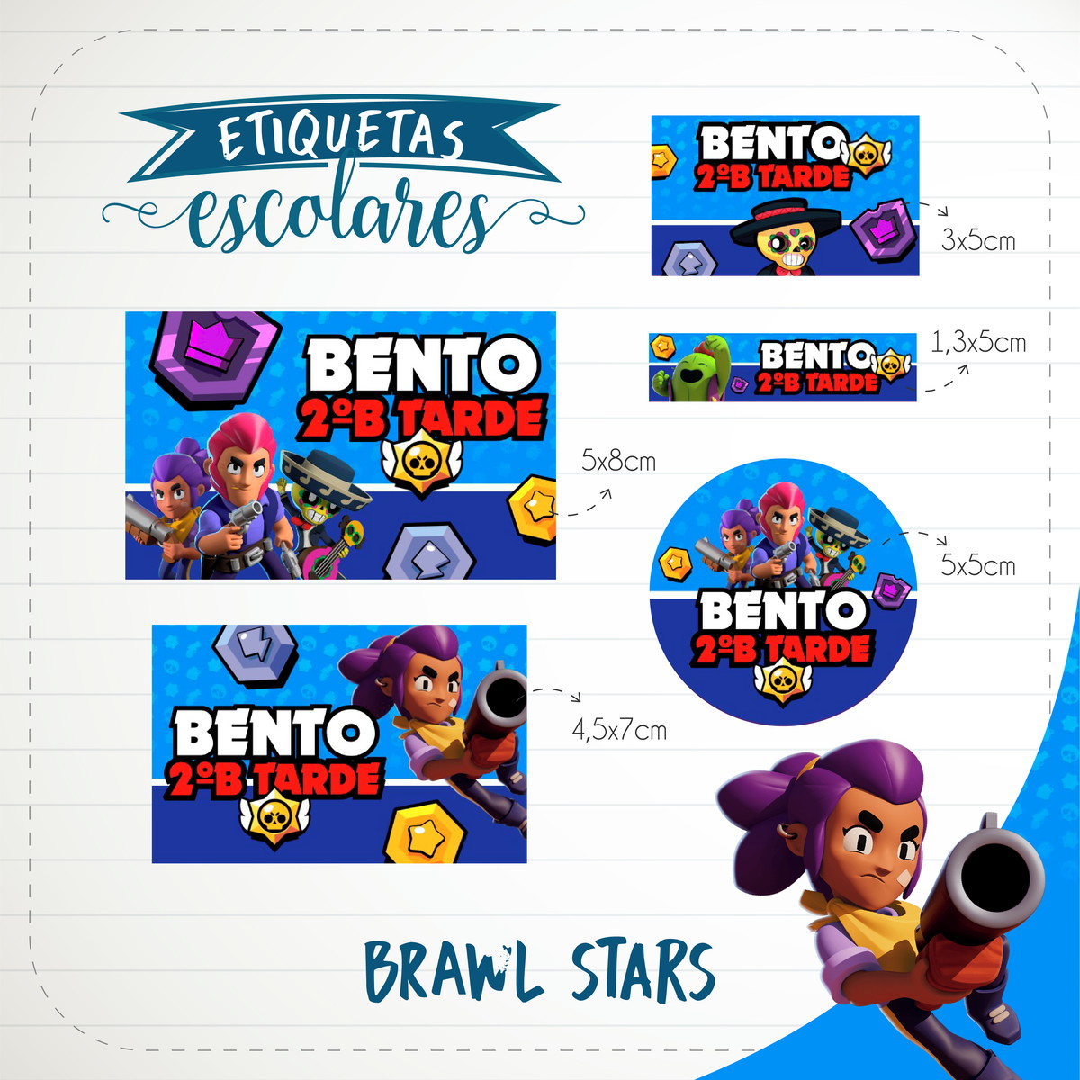Arquivo Digital Etiqueta Escolar Brawl Star