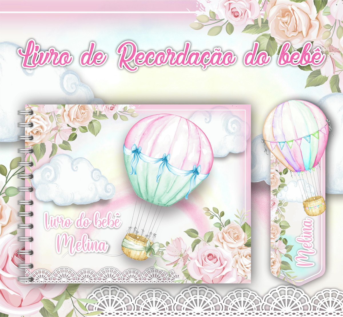 Arquivo Digital Livro do Bebê Balão Rosa