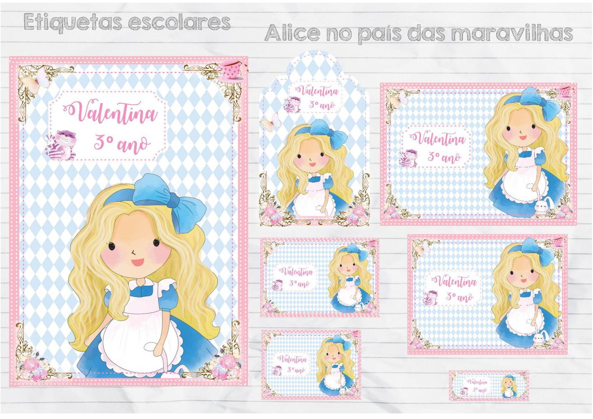Arquivo Etiqueta Escolar Alice no País das Maravilhas #15725