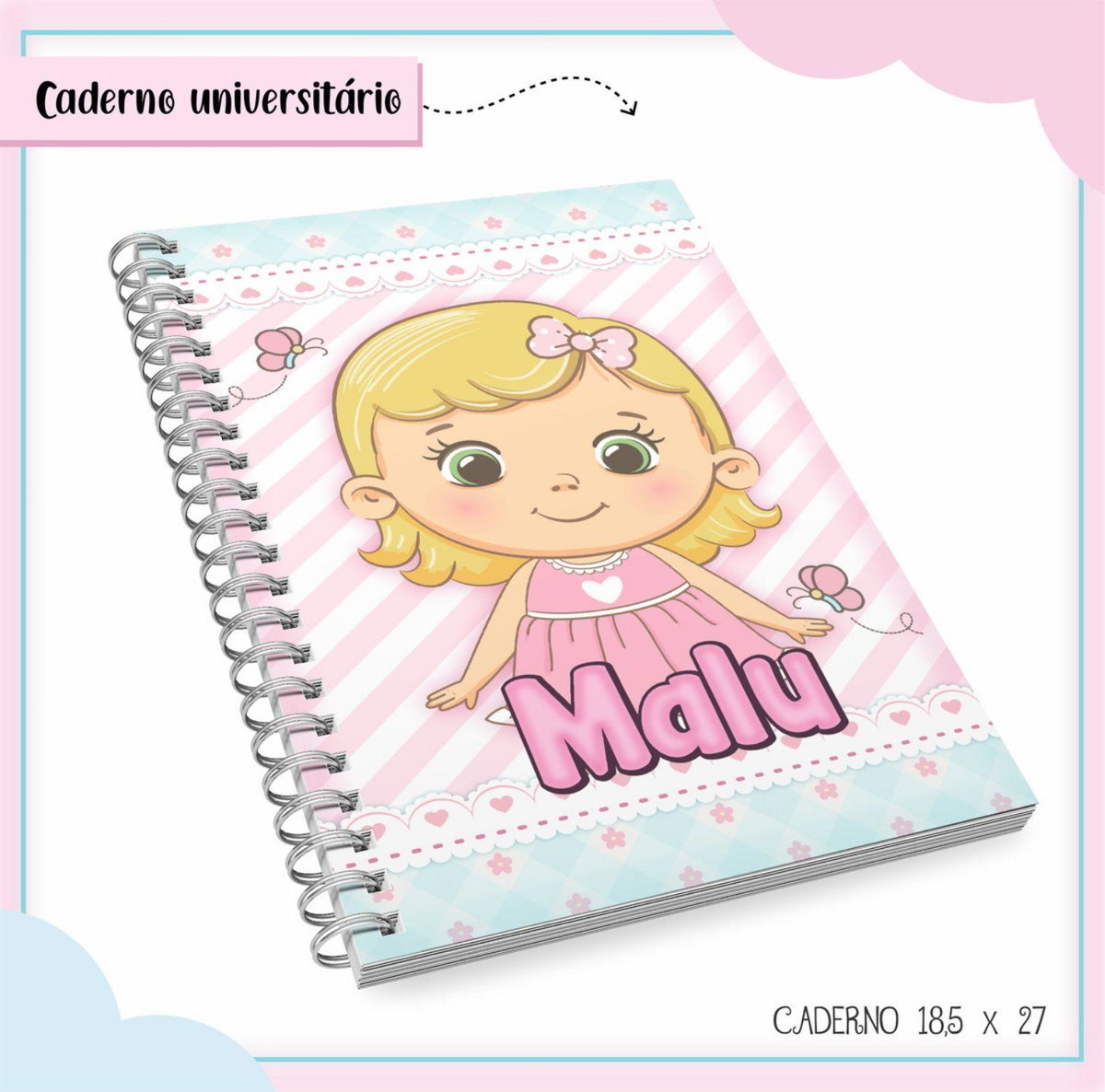 ARQUIVO ETIQUETA ESCOLAR BONEQUINHA MENINA #2809 STUDIO PDF - Imagem 3