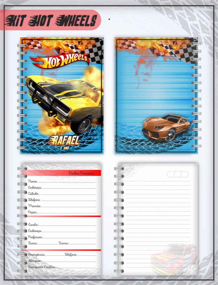 Arquivo Etiqueta Escolar Hot Wheels #2831 Studio e pdf - Imagem 2