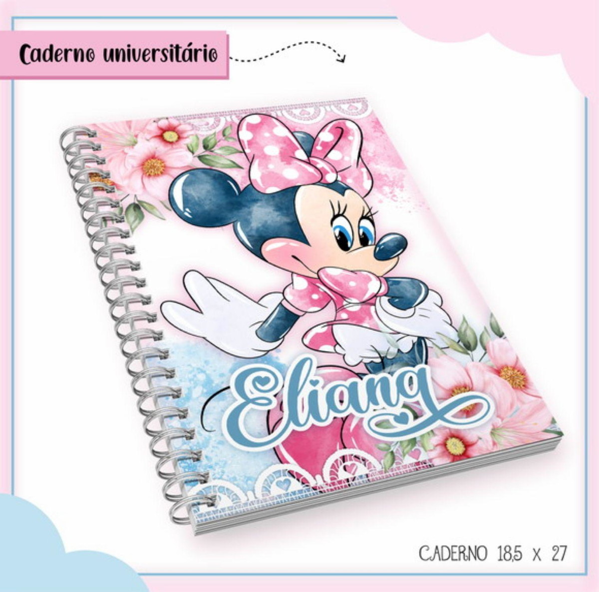 ARQUIVO ETIQUETA ESCOLAR MINNIE ROSA #2807 STUDIO E PDF - Imagem 3