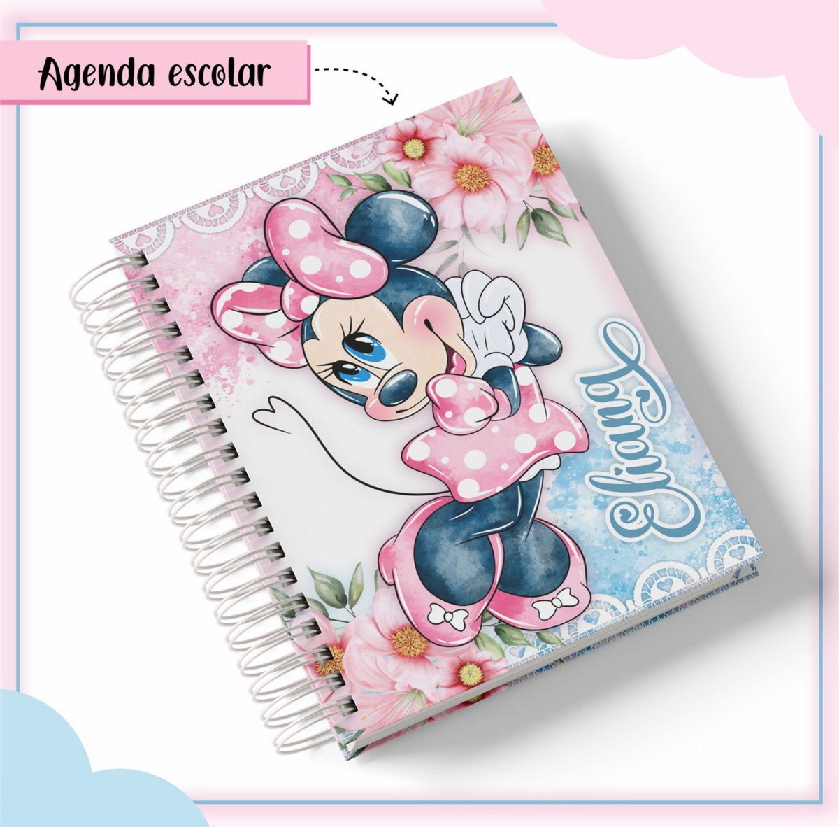 ARQUIVO ETIQUETA ESCOLAR MINNIE ROSA #2807 STUDIO E PDF - Imagem 4