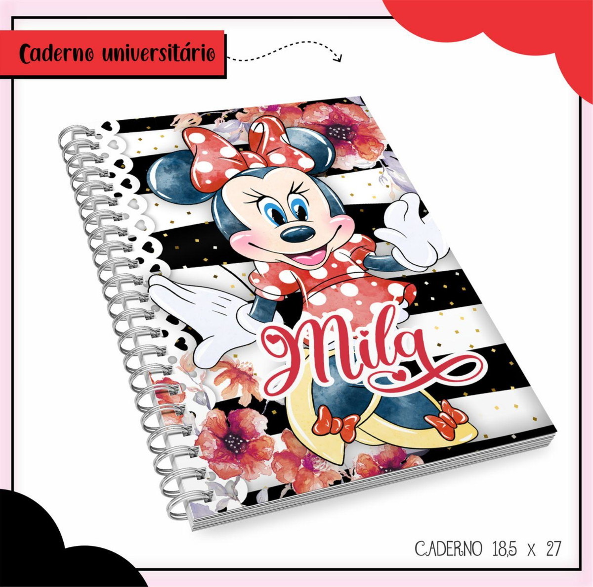 ARQUIVO ETIQUETA ESCOLAR MINNIE VERMELHA #2806 STUDIO E PDF - Imagem 4