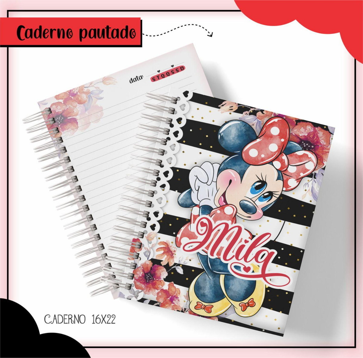ARQUIVO ETIQUETA ESCOLAR MINNIE VERMELHA #2806 STUDIO E PDF - Imagem 2