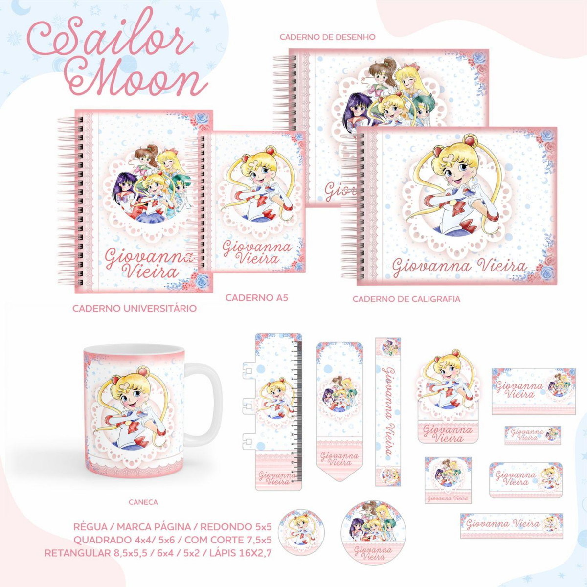 ARQUIVO ETIQUETA ESCOLAR SAILOR MOON #2815 STUDIO E PDF