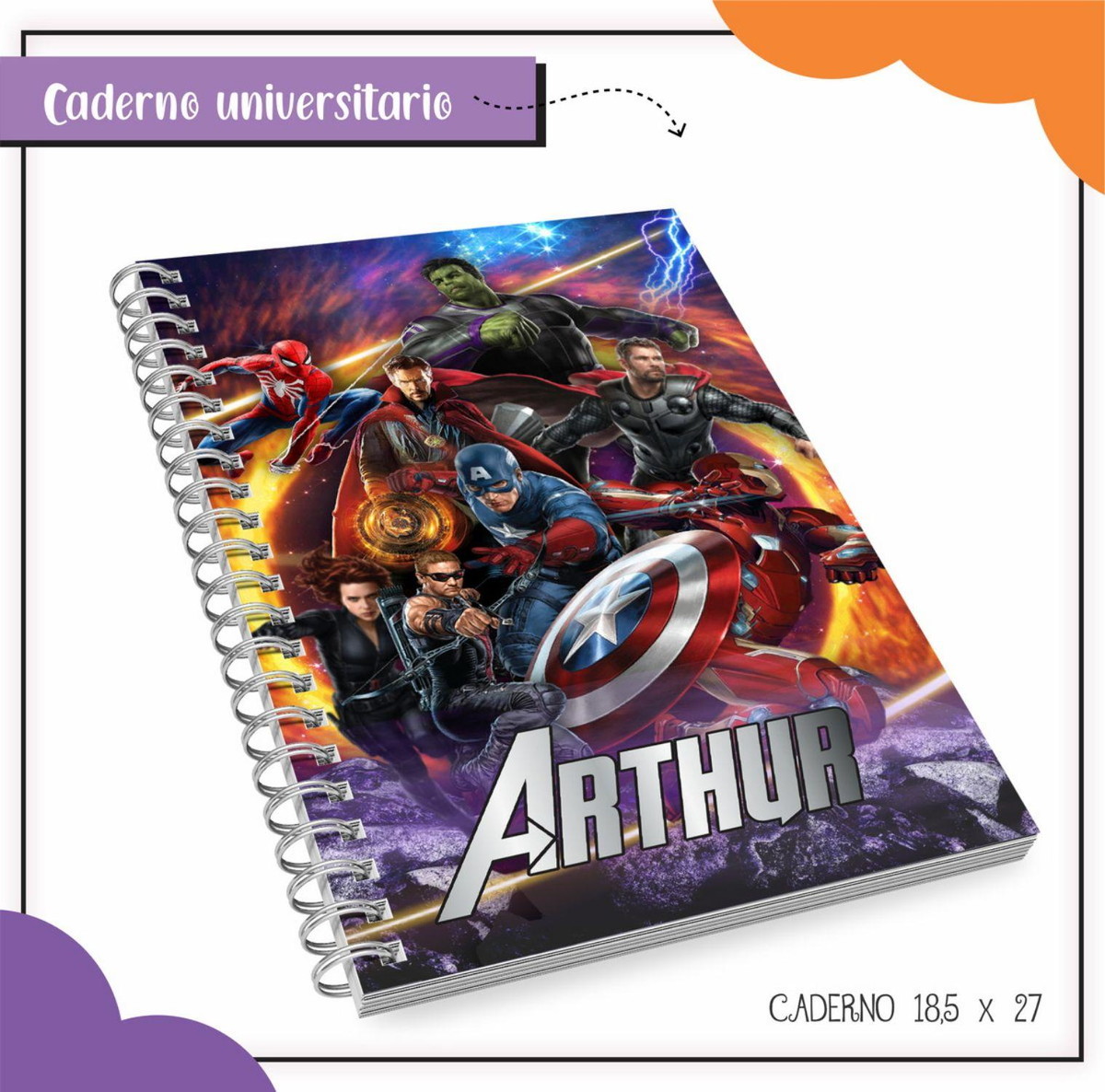 Arquivo Etiqueta Escolar Vingadores #2818 Studio e pdf - Imagem 4