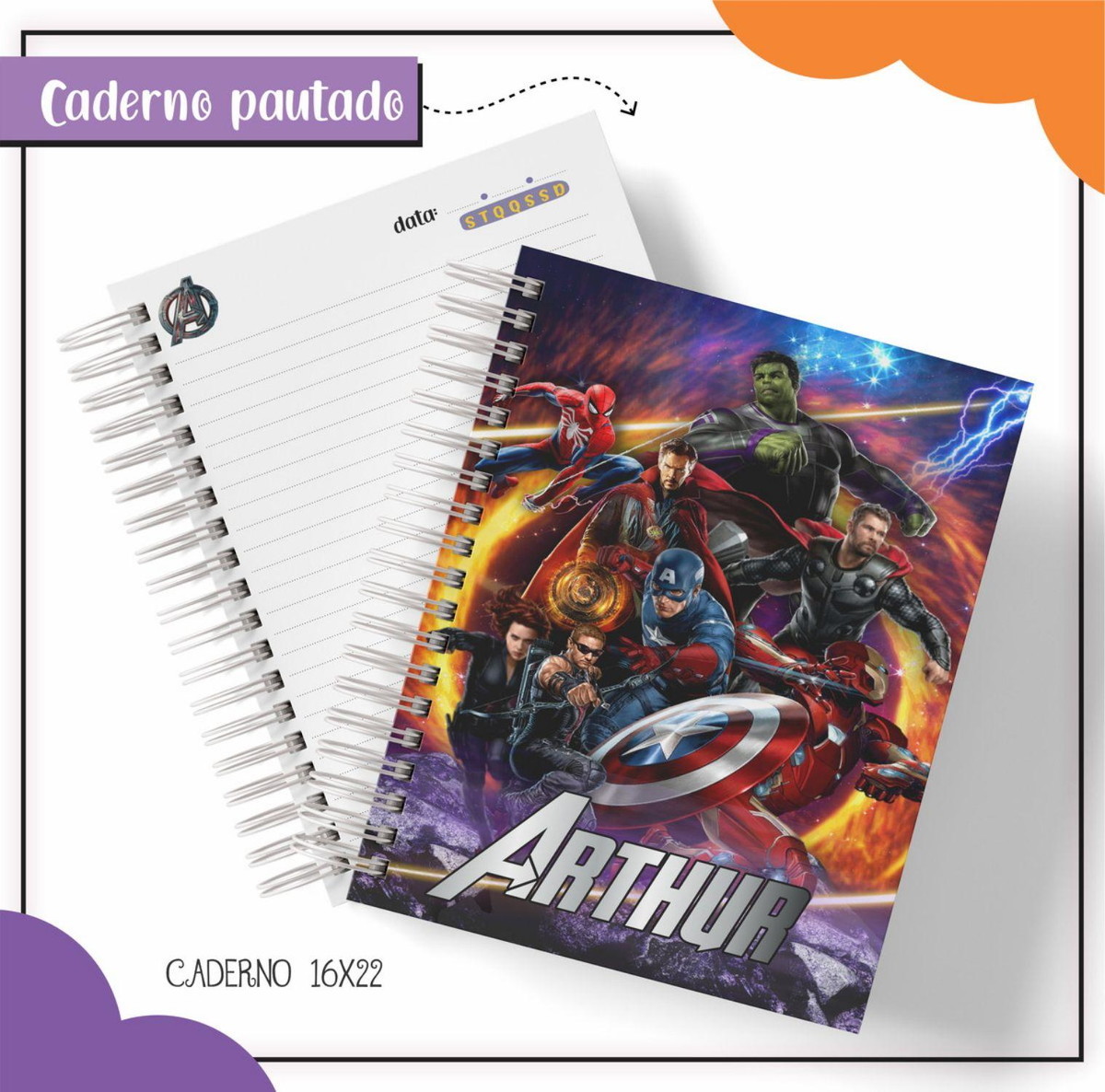 Arquivo Etiqueta Escolar Vingadores #2818 Studio e pdf - Imagem 2