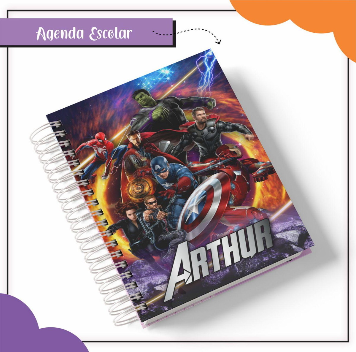 Arquivo Etiqueta Escolar Vingadores #2818 Studio e pdf - Imagem 3