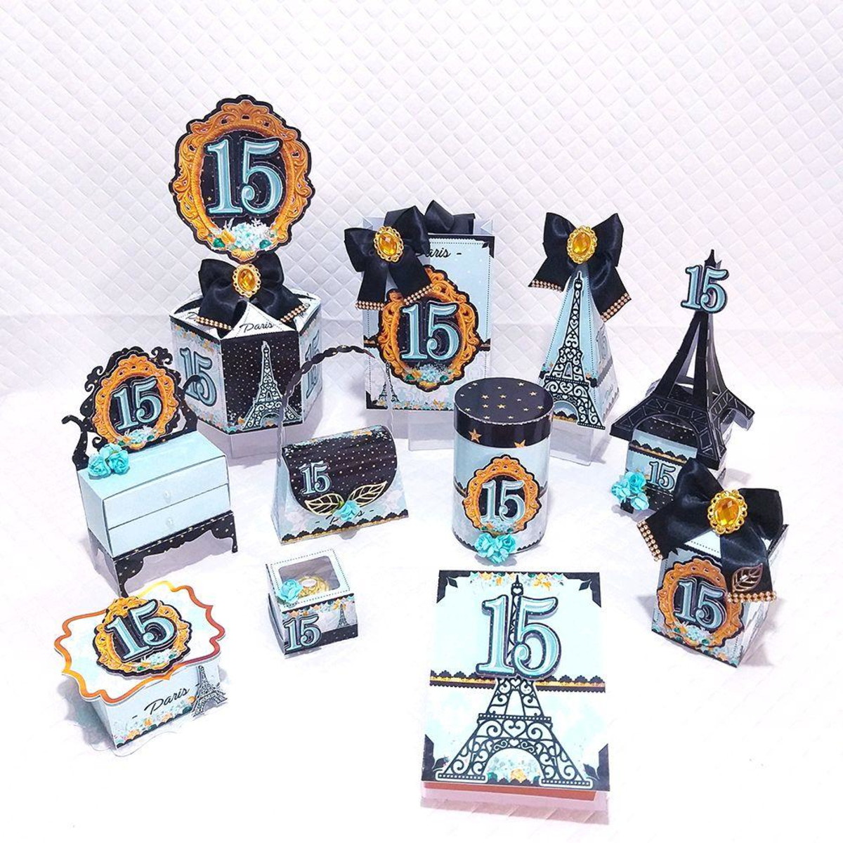 ARQUIVO FESTA DE 15 ANOS AZUL E DOURADO (#7891) PDF STUDIO