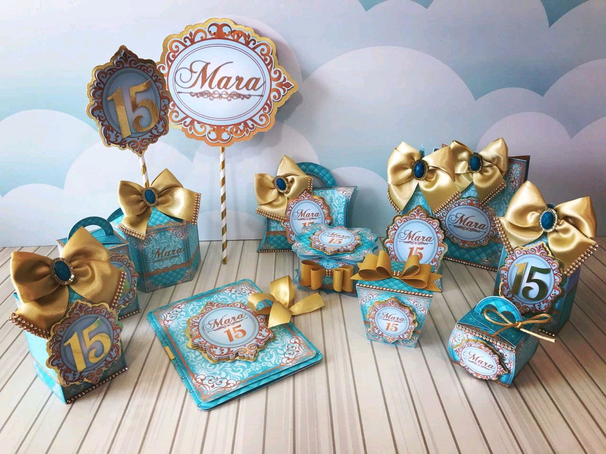 ARQUIVO FESTA DE 15 ANOS AZUL E DOURADO (#7895) PDF STUDIO