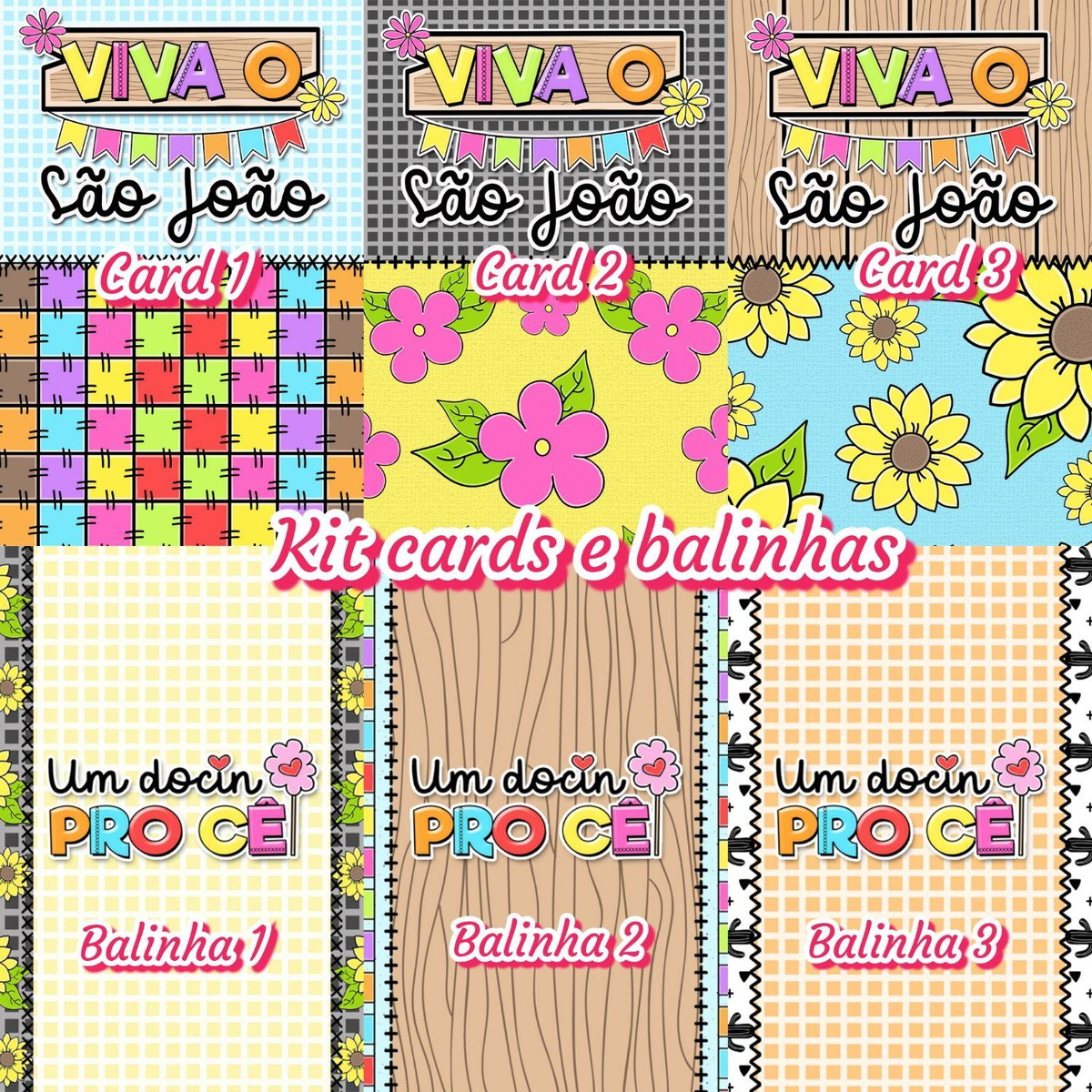 Arquivo Kit Cards e Balinhas Festa Junina São João #14159 - Imagem 2