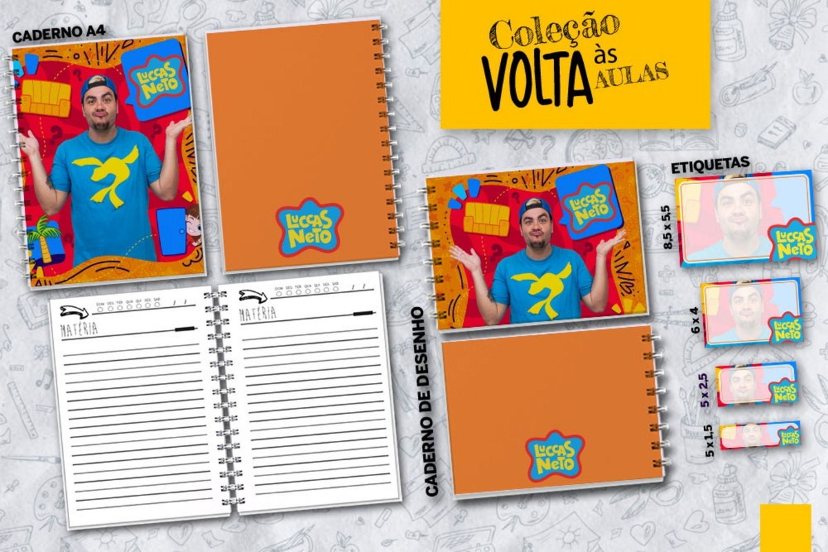 Arquivo Kit Encardenação/etiqueta Escolar Lucas Neto #15757