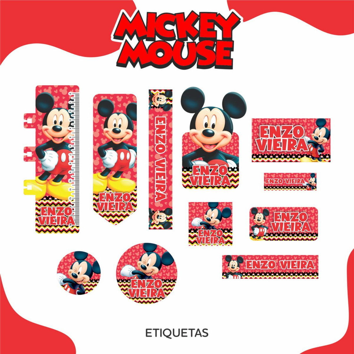 Arquivo Kit Encardenação/etiqueta Escolar Mickey #11340 - Imagem 2