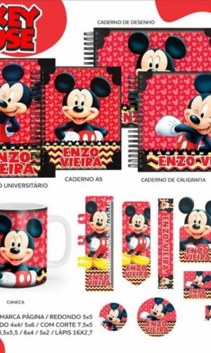 Arquivo Kit Encardenação/etiqueta Escolar Mickey #11340