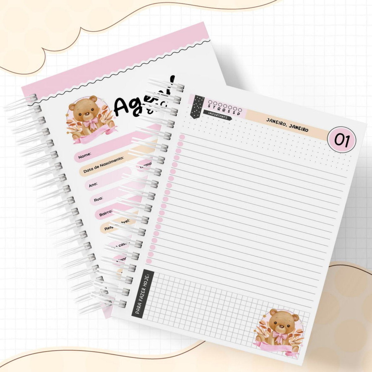Arquivo Kit Encardenação/etiqueta Escolar Ursinha #14651 - Imagem 3