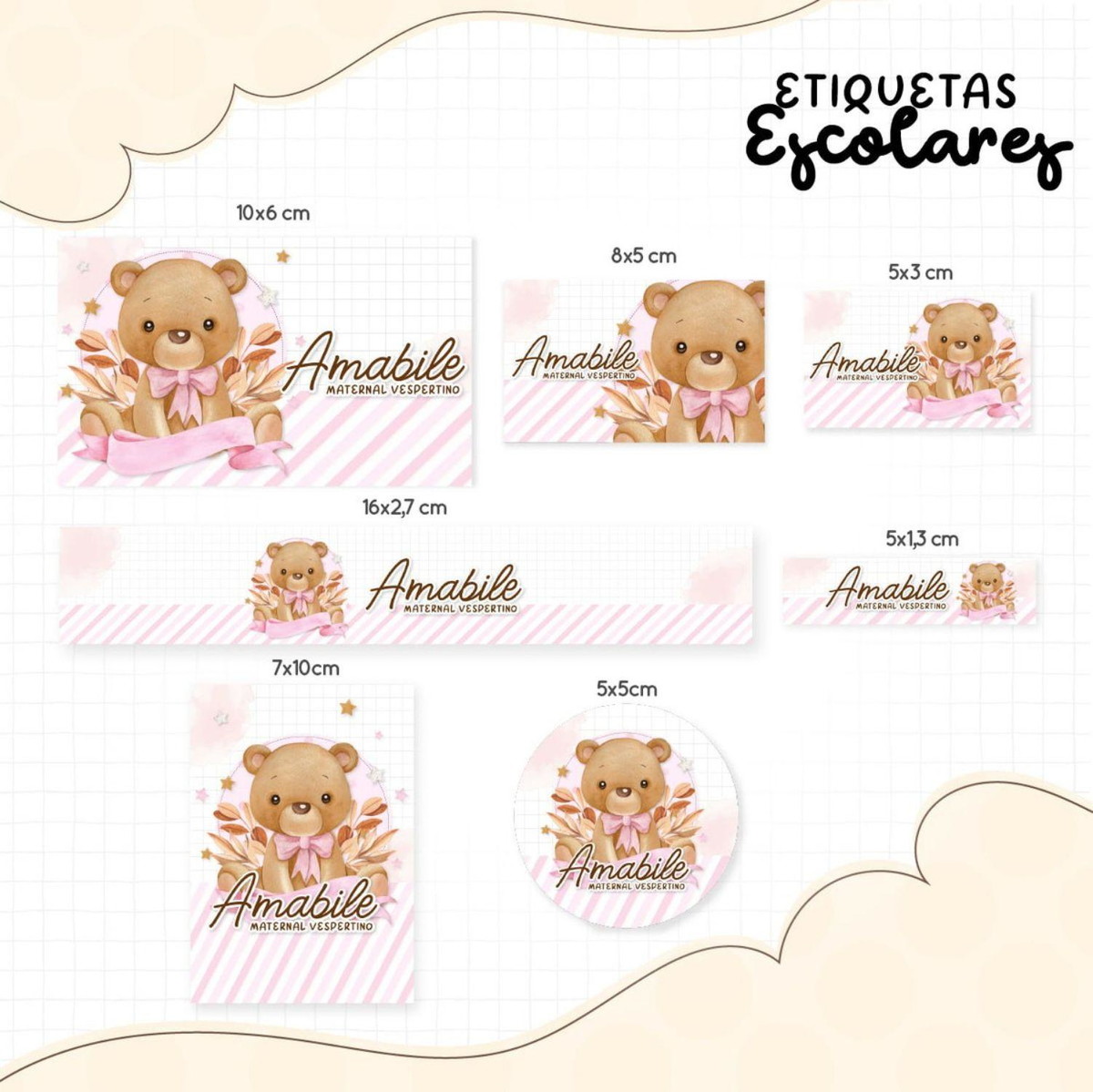 Arquivo Kit Encardenação/etiqueta Escolar Ursinha #14651