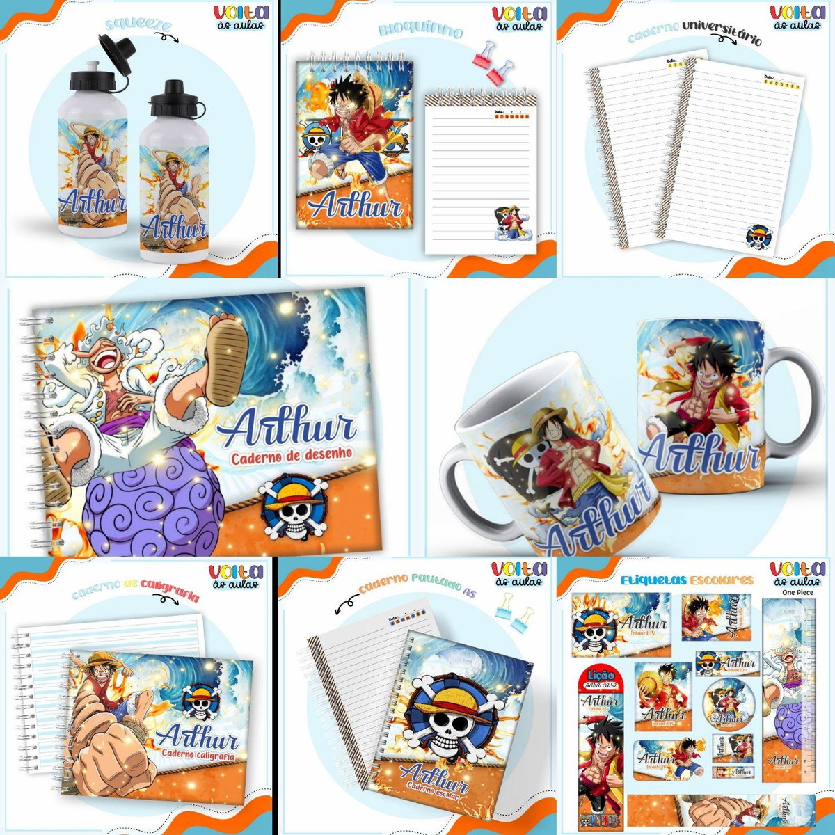 Arquivo Kit Escolar Completo Tema One Piece #16870