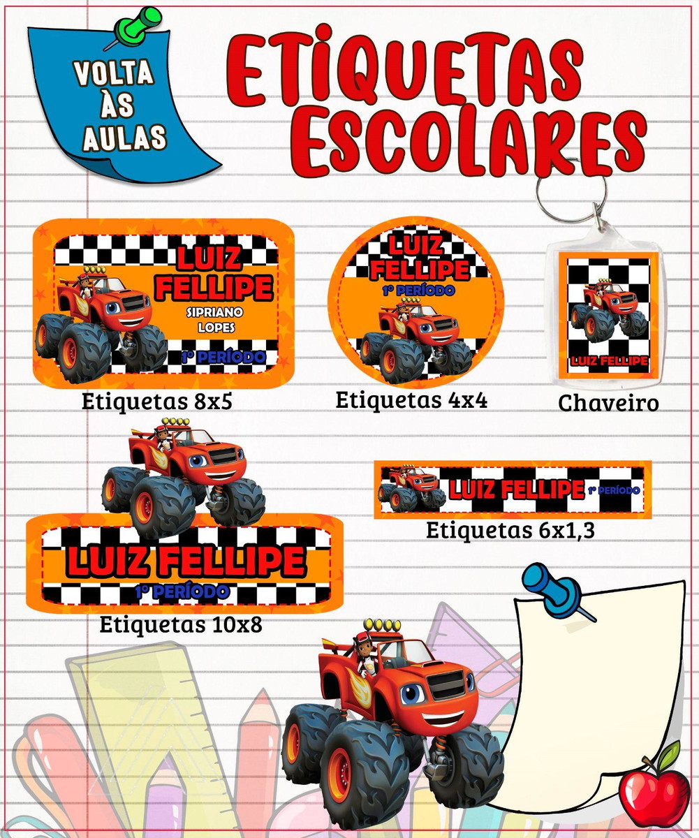Arquivo Kit Etiqueta Escolar Monster Machine 2023 #15695