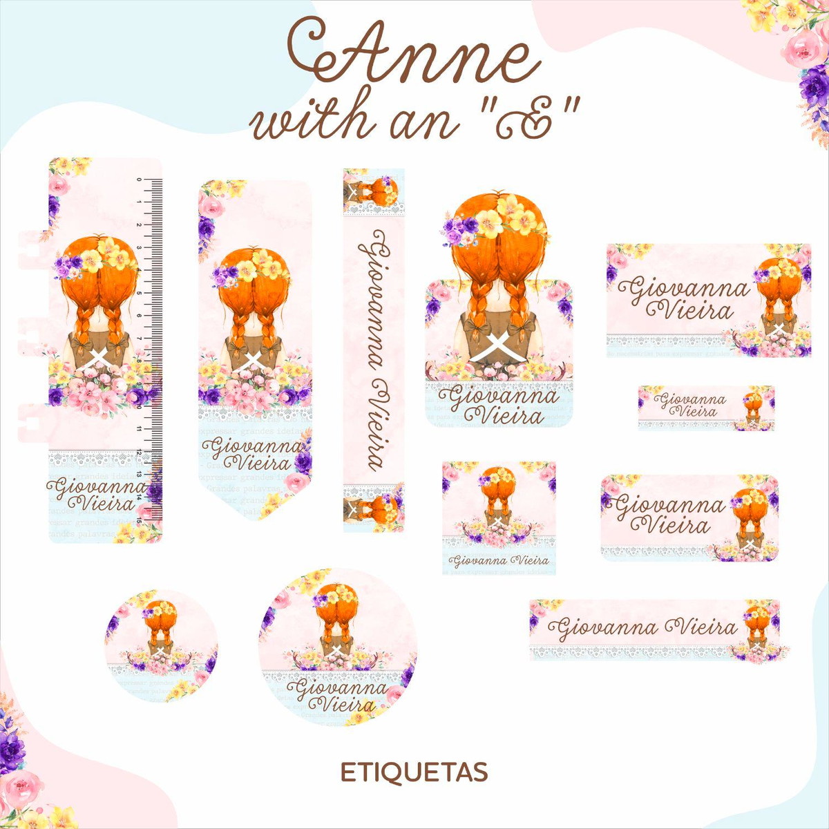 ARQUIVO KIT ETIQUETAS ESCOLARES ANNE WITH AN E #11332 - Imagem 2