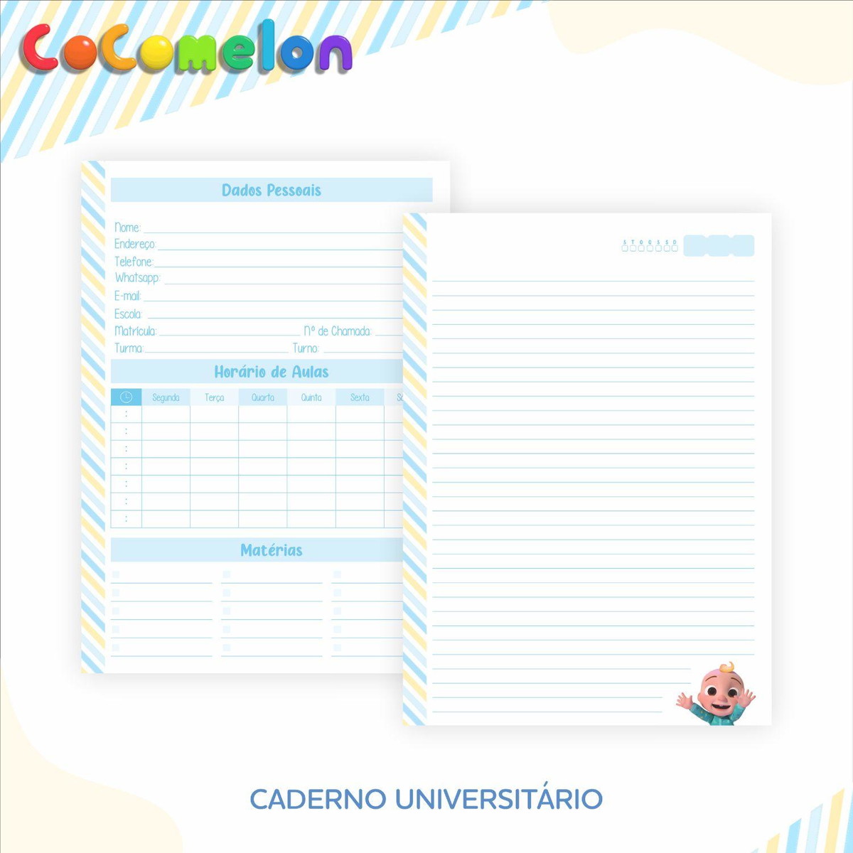 ARQUIVO KIT ETIQUETAS ESCOLARES COCOMELON #11326 - Imagem 5