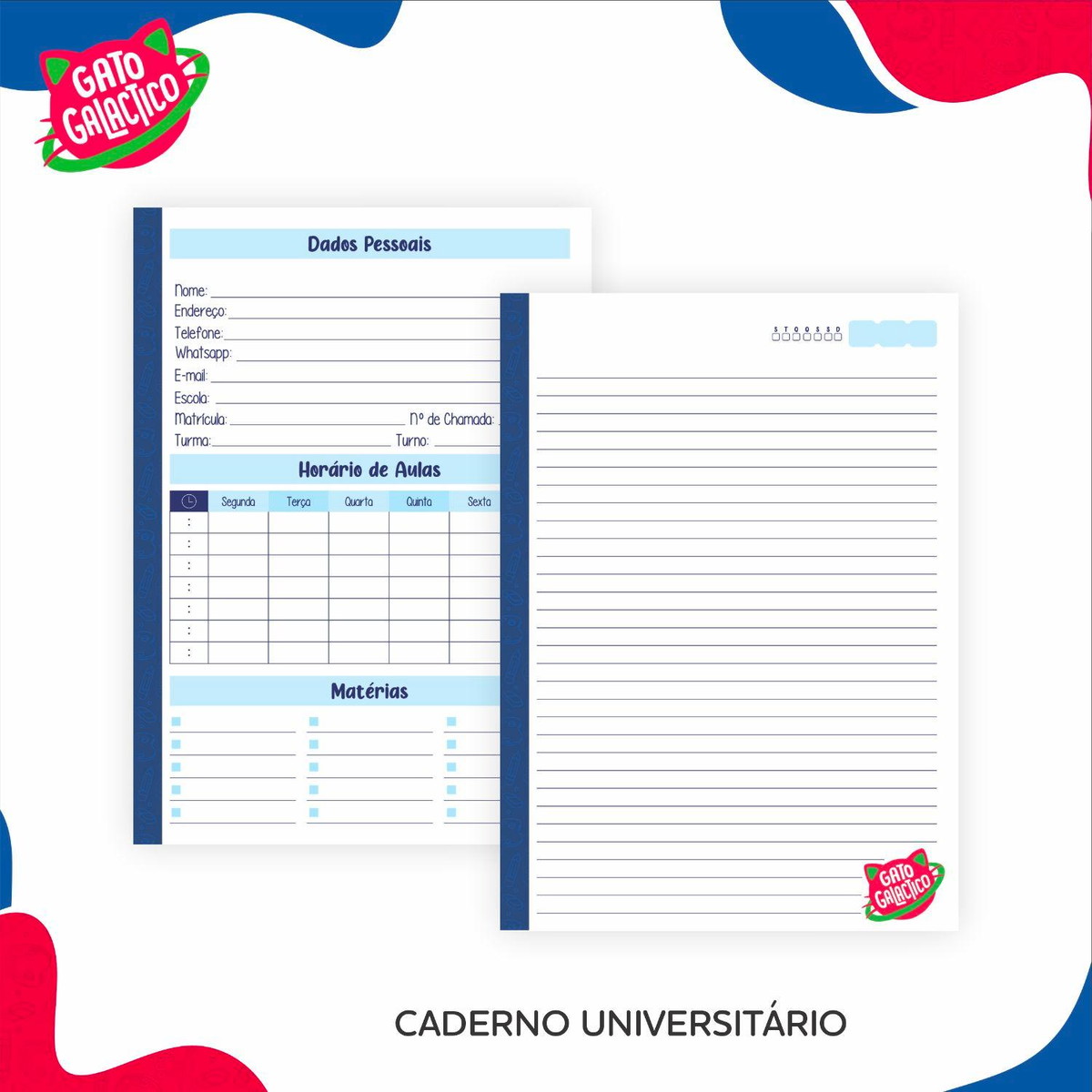 Arquivo Kit Etiquetas Escolares Gato Galactico #11330 - Imagem 2