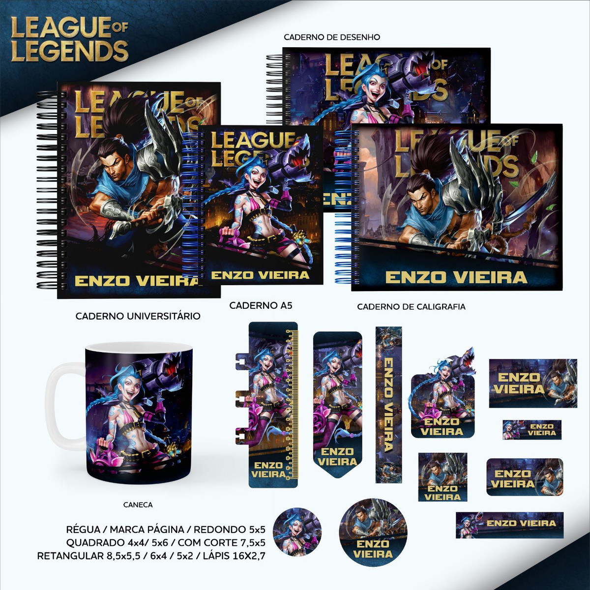 ARQUIVO KIT ETIQUETAS ESCOLARES LEAGUE OF LEGENDS #11315