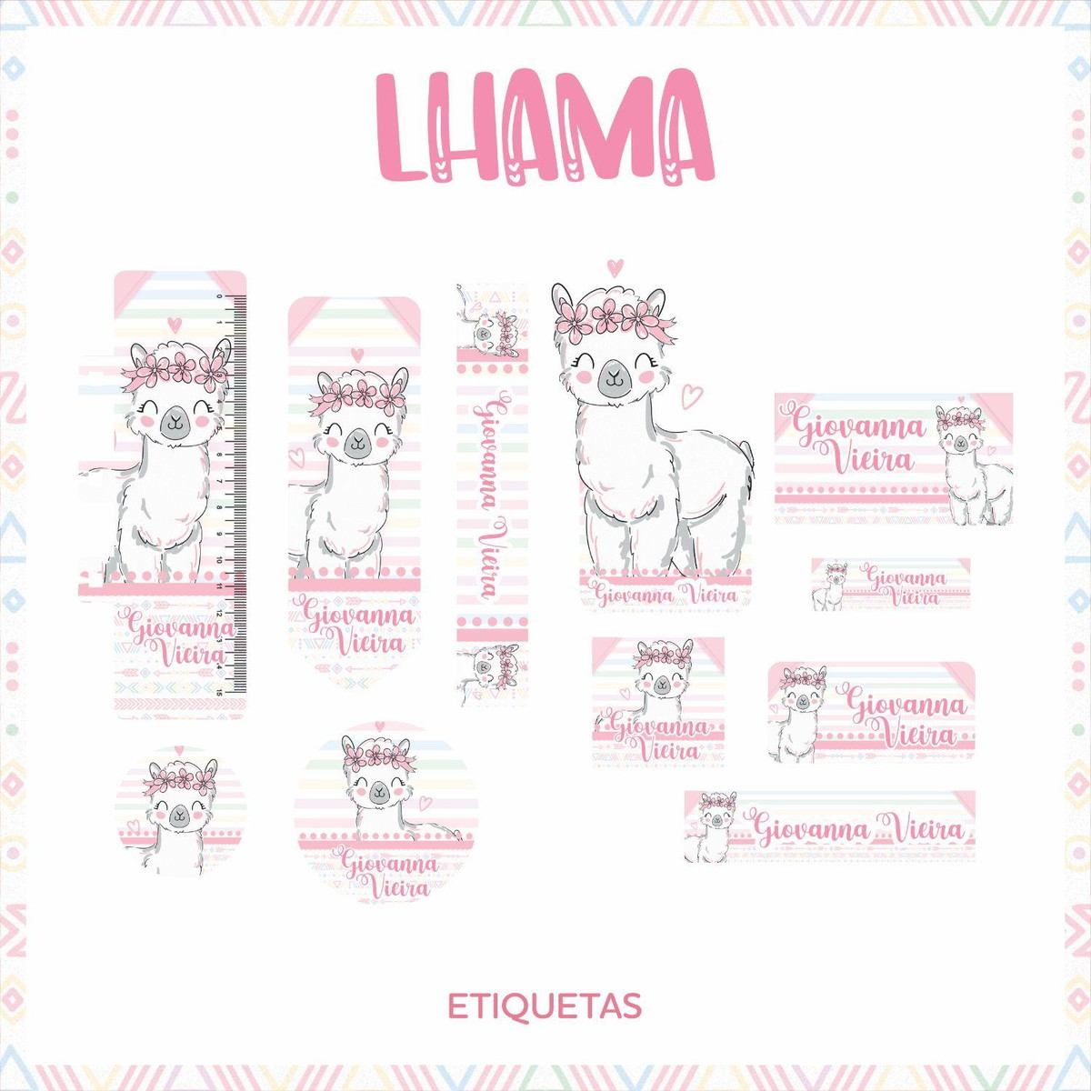 Arquivo Kit Etiquetas Escolares Lhama #11343 - Imagem 2