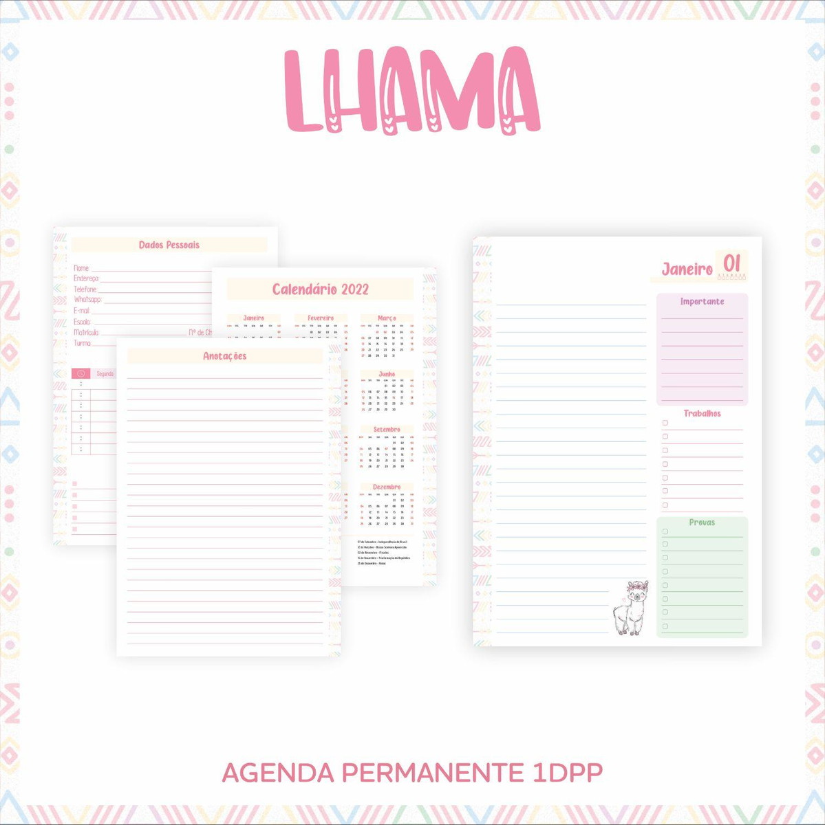 Arquivo Kit Etiquetas Escolares Lhama #11343 - Imagem 5