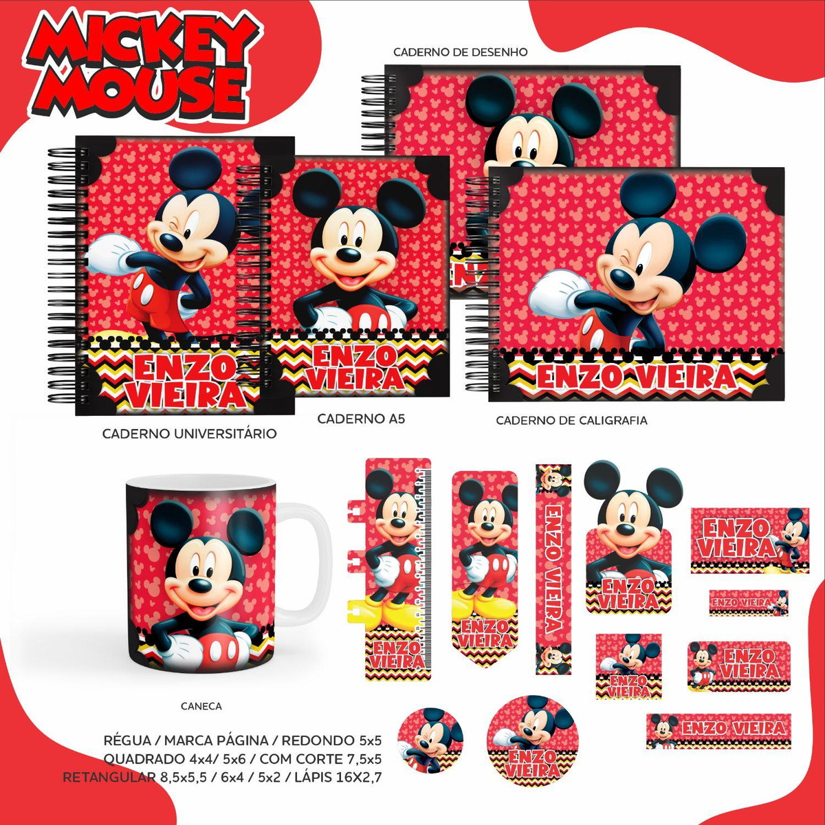 Arquivo Kit Etiquetas Escolares Mickey #11342