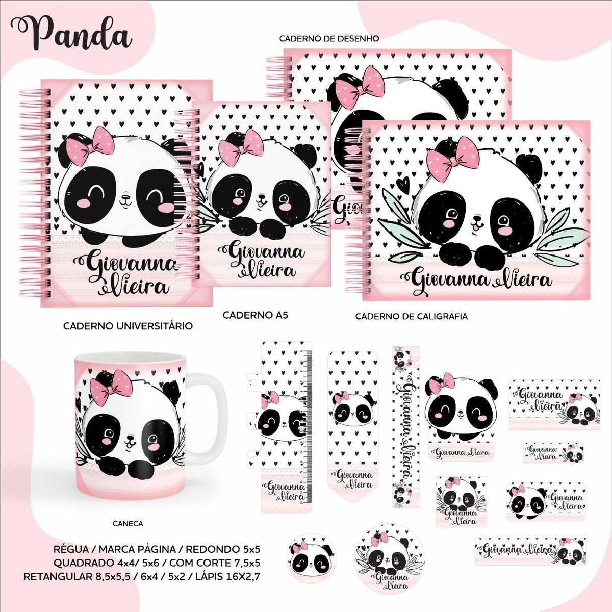Arquivo Kit Etiquetas Escolares Panda #11316
