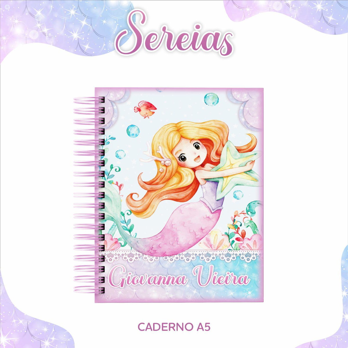 Arquivo Kit Etiquetas Escolares Sereia #11340 - Imagem 5