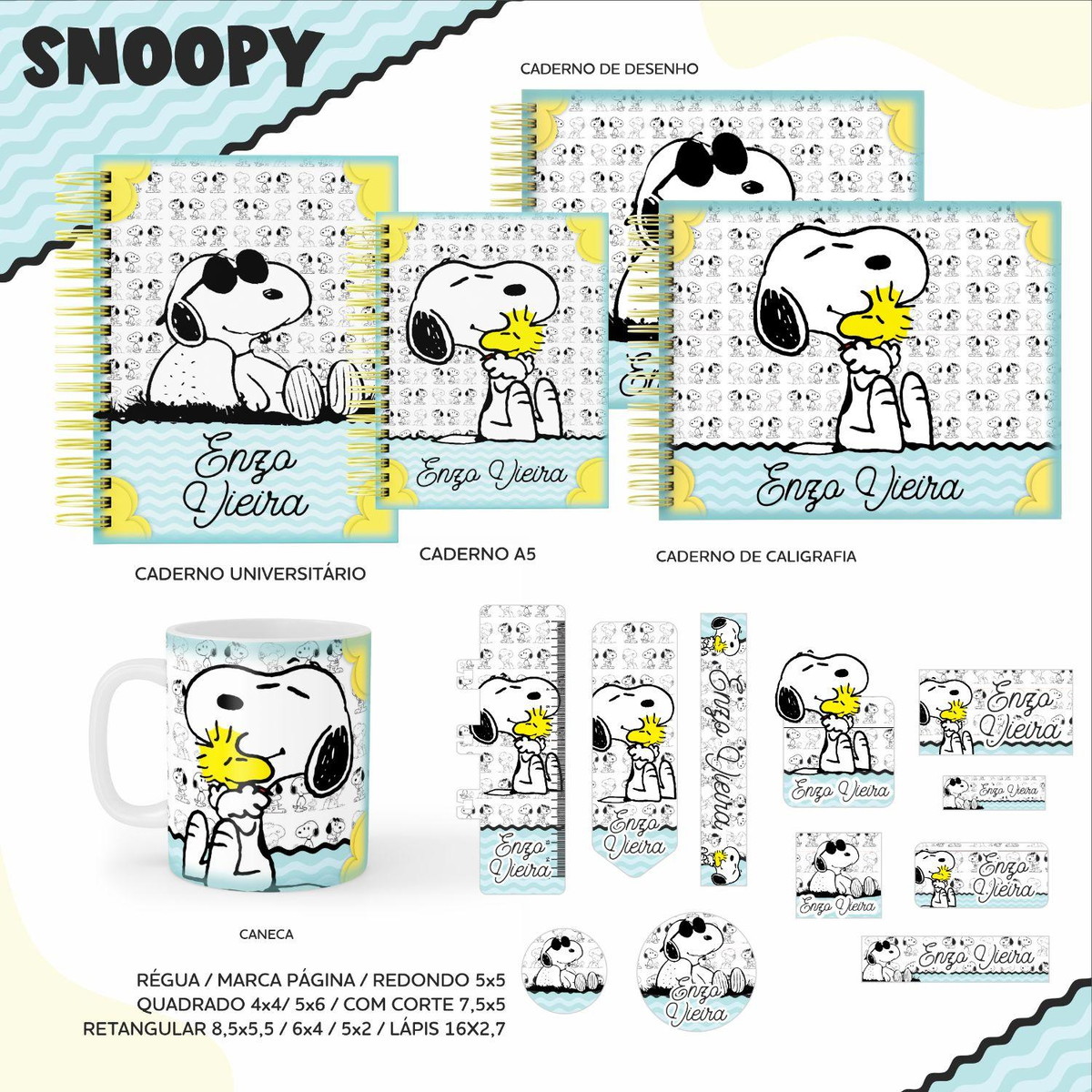 ARQUIVO KIT ETIQUETAS ESCOLARES SNOOPY #11324